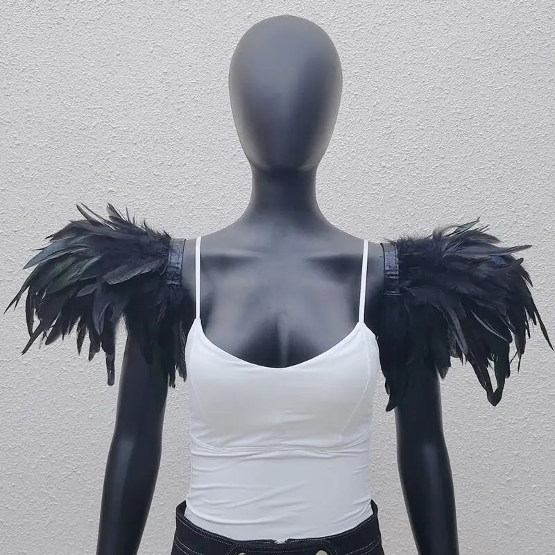 Gothic Style Oversized Feather Shawl for Costumes
