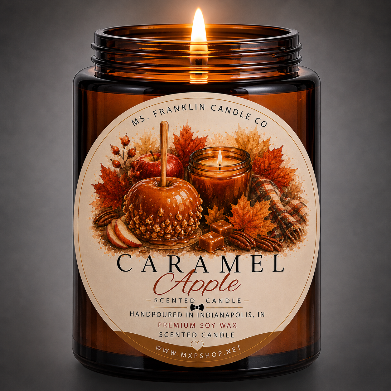 Caramel Apple Fall Scented Candle | 8 oz | Soy Wax