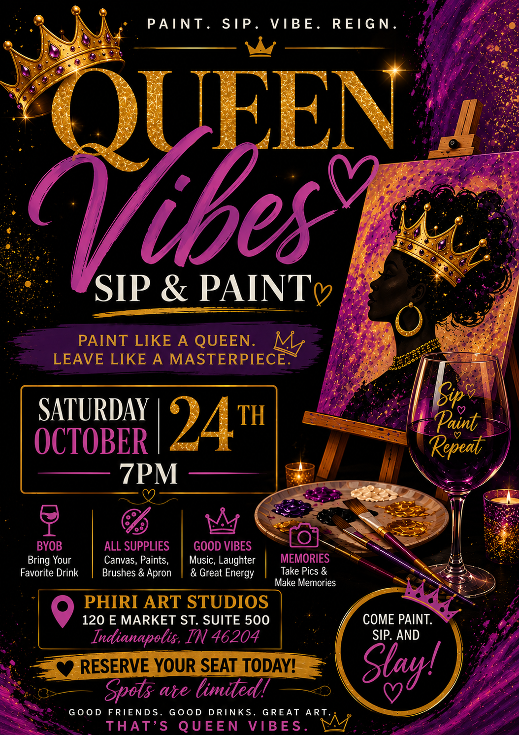 Queen Vibes Sip & Paint October 24th | 7PM