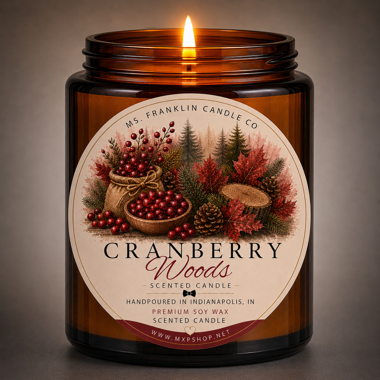 Cranberry Woods Fall Scented Candle | 8oz | Soy Wax