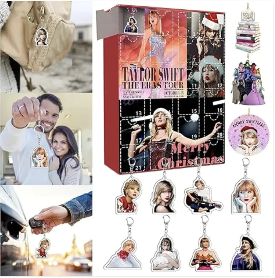 Christmas Advent Calendar Keychain – 24-Day Countdown for Kids & Adults, Cute Cartoon Ornament, 2024 Holiday Gift Idea