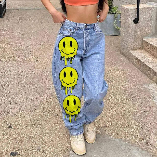 High Waist Denim Trousers for Women
