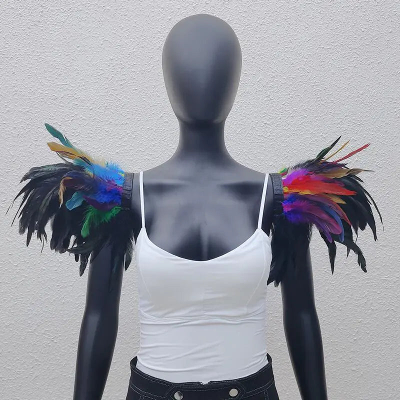 Gothic Style Oversized Feather Shawl for Costumes