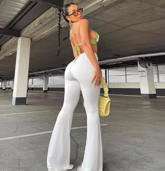 Women's Low-Waist Pleated Lace-Up Wide-Leg Pants