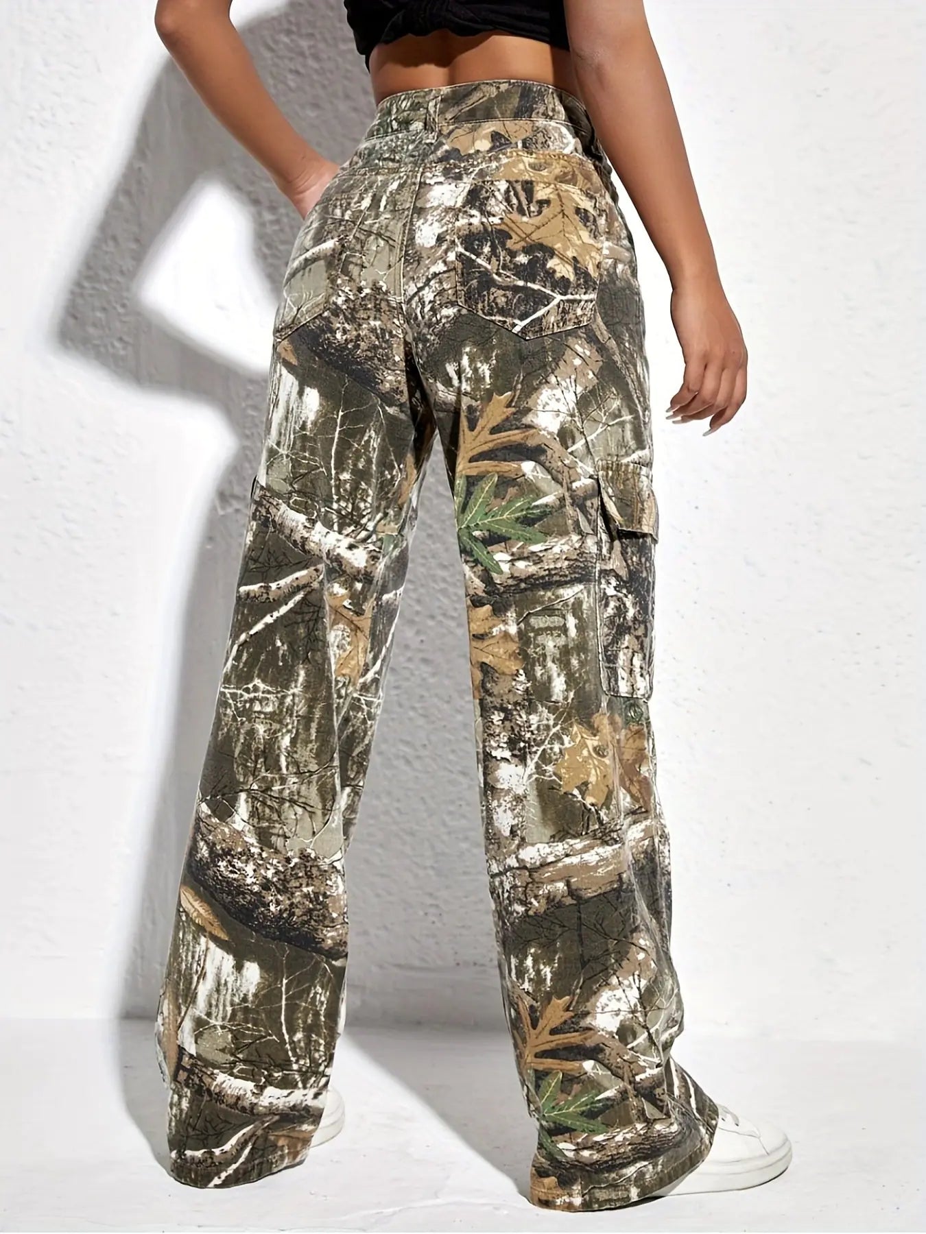 Printed Casual Loose Denim Trousers for Women