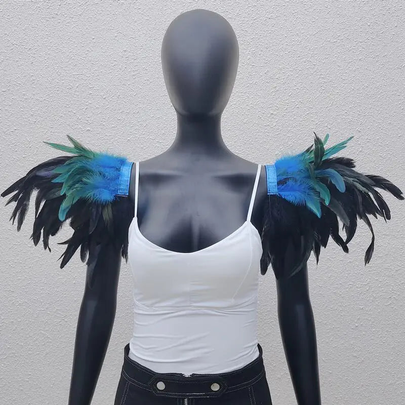 Gothic Style Oversized Feather Shawl for Costumes