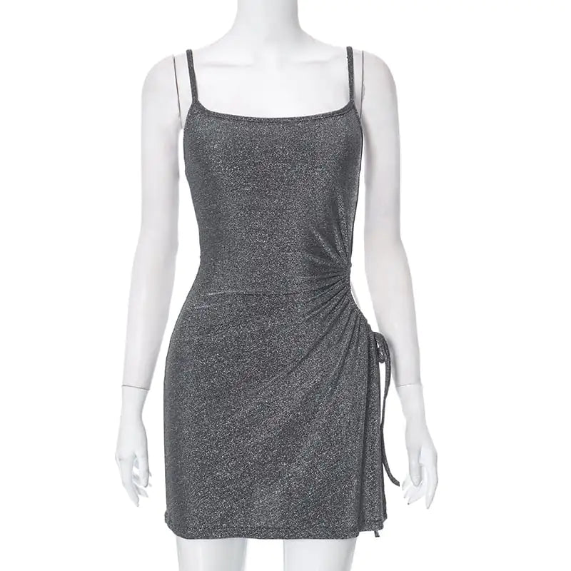 Sleeveless Pleated Lace-up Cutout Dress