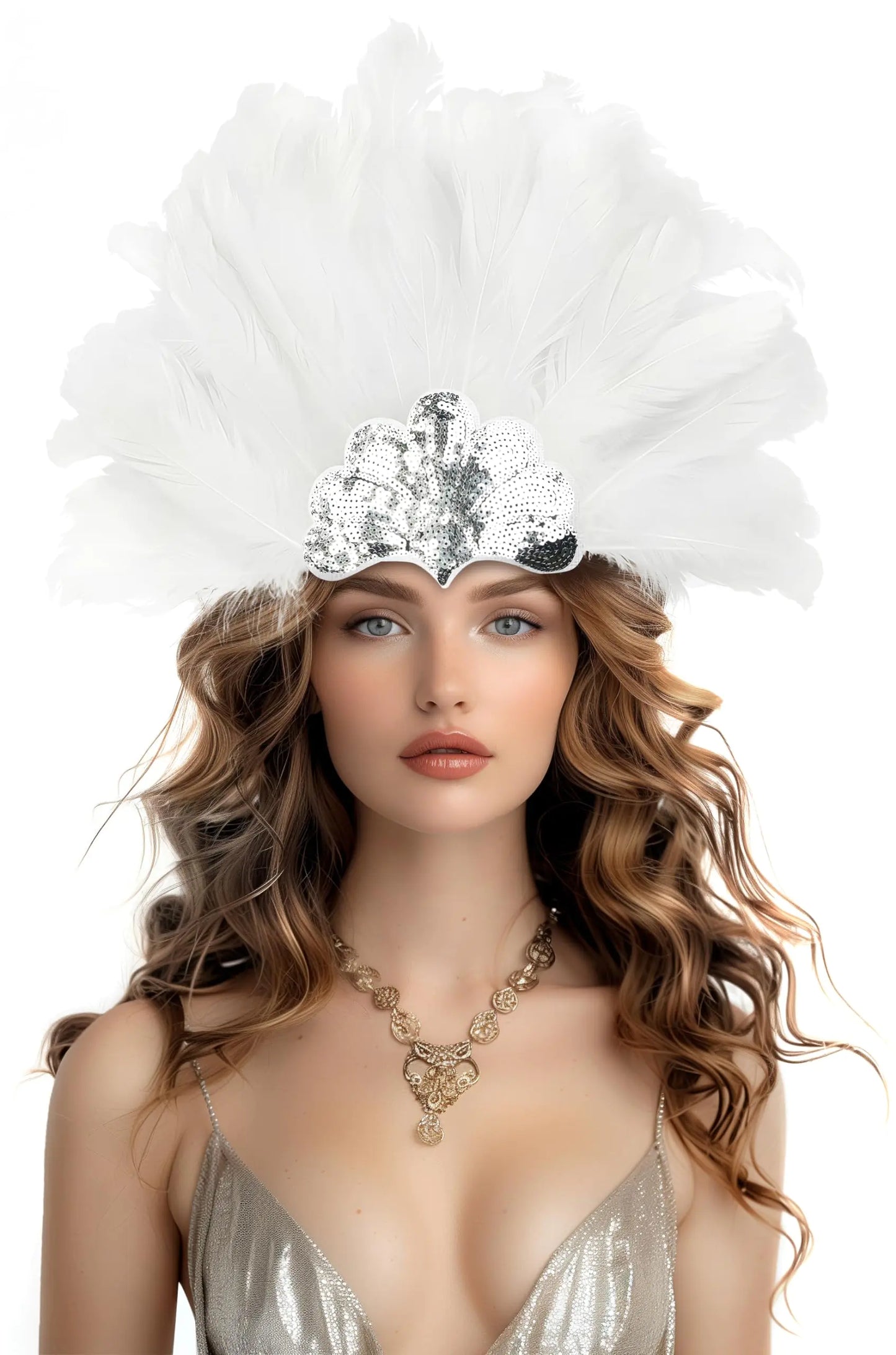 Black Feather Sequin Headwear Carnival Headpiece Showgirl Cosplay Accessories for Women