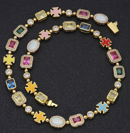Gold-Plated Gemstone Necklace