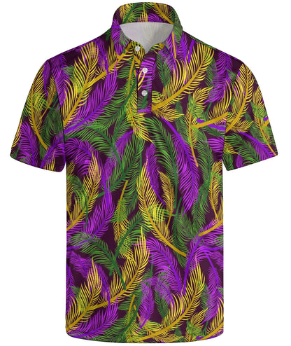 Carnival Golf Polo Shirts for Men Leaf Polo Shirts Carnival Outfit Quick Dry Moisture Wicking Short Sleeve Carnival Polo Shirts