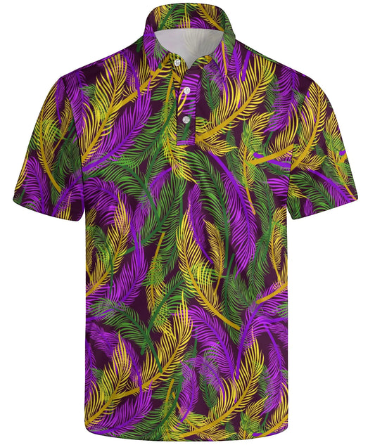 Carnival Golf Polo Shirts for Men Leaf Polo Shirts Carnival Outfit Quick Dry Moisture Wicking Short Sleeve Carnival Polo Shirts