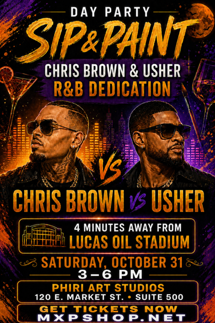 Chris Brown vs Usher Sip & Paint | Downtown Indy