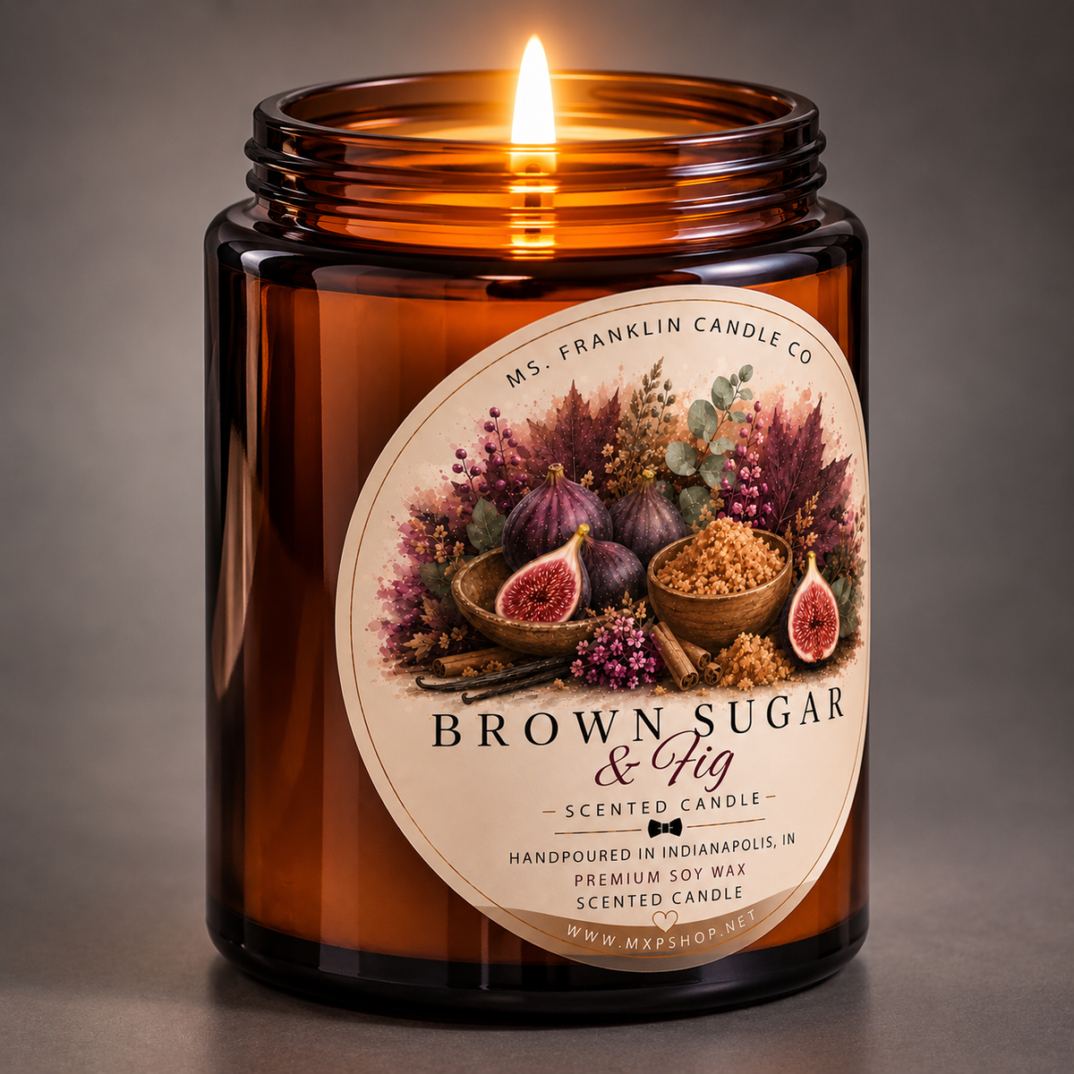 Brown Sugar & Fig Fall Scented Candle | 8 oz | Soy Wax