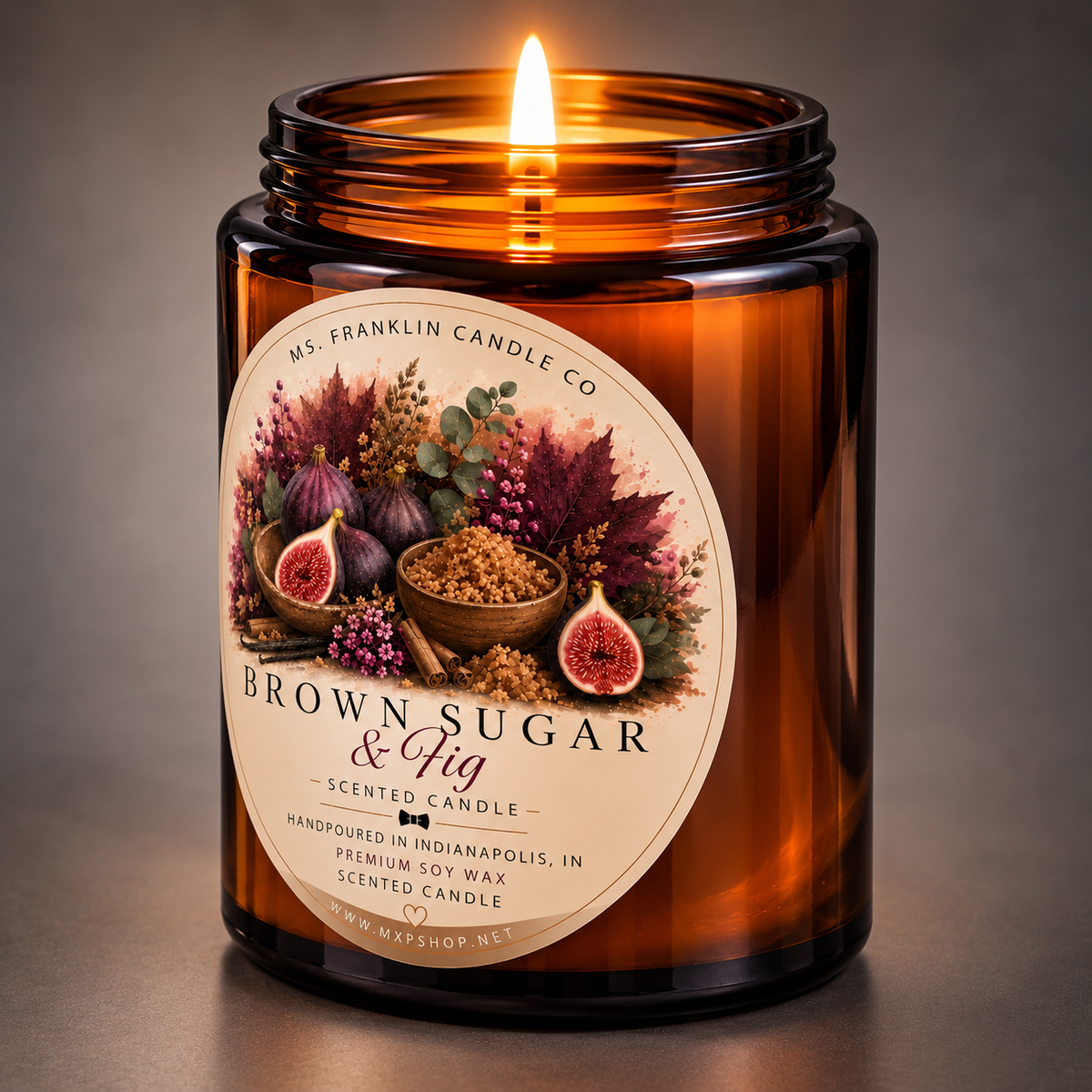 Brown Sugar & Fig Fall Scented Candle | 8 oz | Soy Wax
