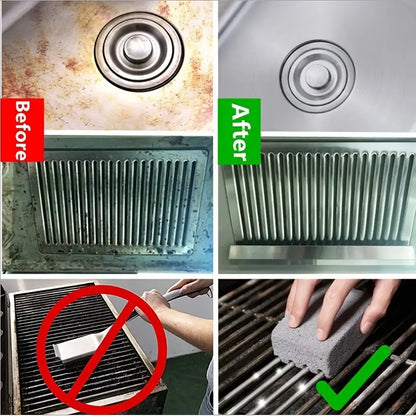 Before and after comparison of a dirty and clean air filter with cleaning action shown.
