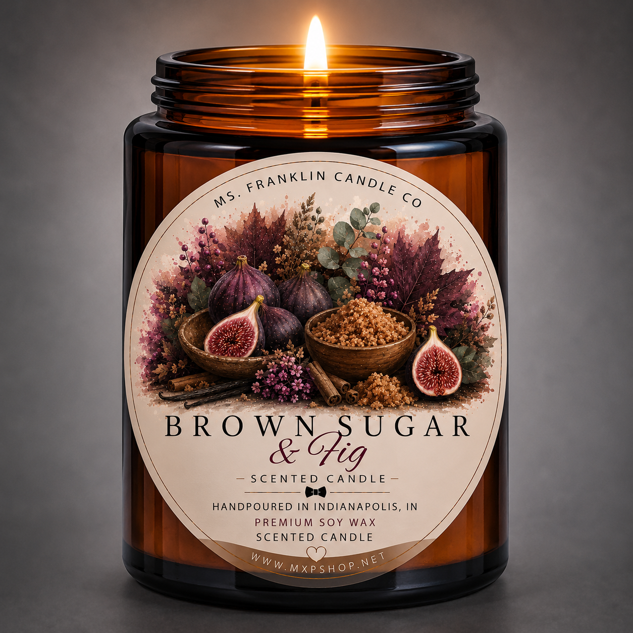 Brown Sugar & Fig Fall Scented Candle | 8 oz | Soy Wax