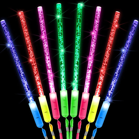 Light up Wand Led Glow Wand Glow Sticks Acrylic Bubble Glow Stick Wands Colorful Flashing Glow in the Dark Wands Glow Sticks for Birthday Party Favors Decors (12 Pieces)