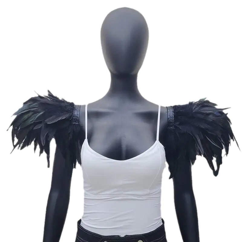 Gothic Style Oversized Feather Shawl for Costumes