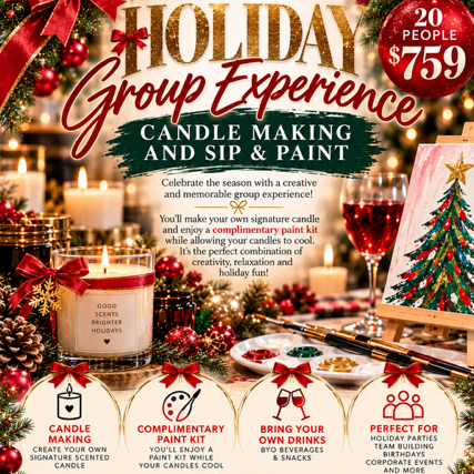 Group holiday candle making and paint workshop