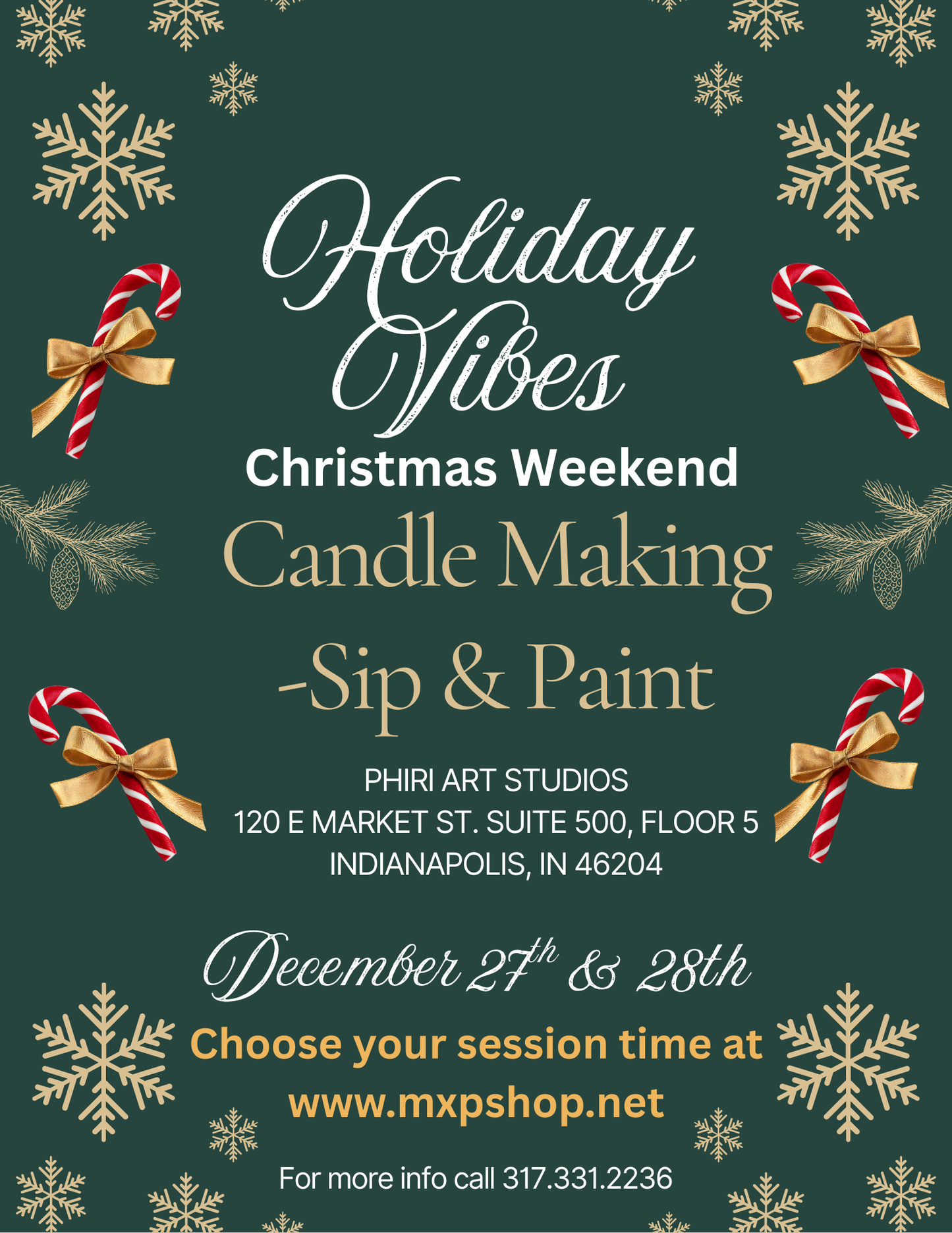 Christmas candle making and paint workshops indianapolis