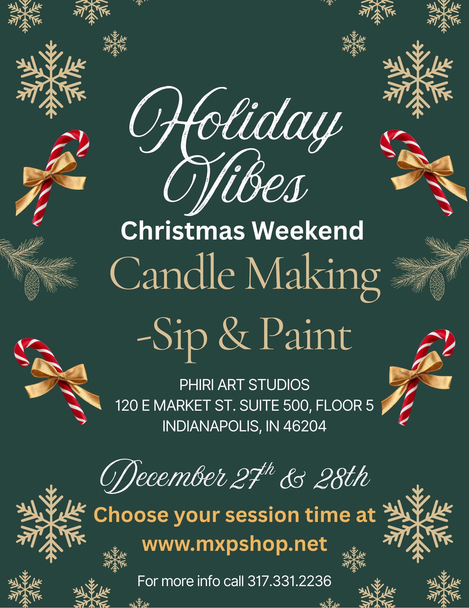 Christmas candle making and paint workshops indianapolis