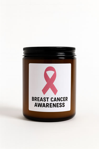 Breast Cancer Awareness Soy Candle – Hand-Poured 8oz Amber Jar Gift