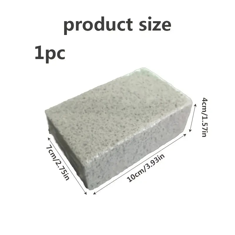 Rectangular gray sponge with dimensions labeled on a white background