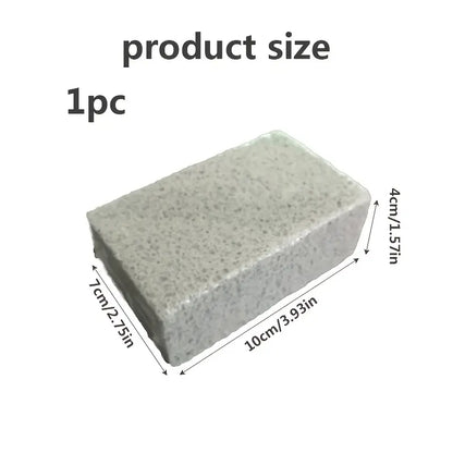 Rectangular gray sponge with dimensions labeled on a white background