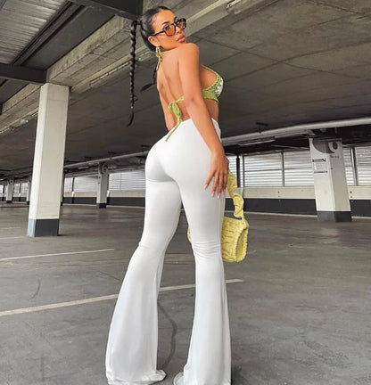 Women's Low-Waist Pleated Lace-Up Wide-Leg Pants