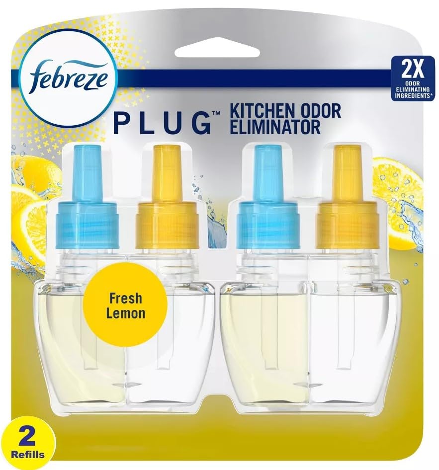Febreze Kitchen Fade Defy Plug Air Freshener - Fresh Lemon Scent - (2) of 0.87 fl oz Refills