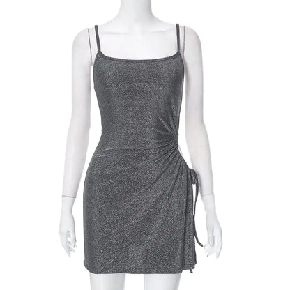 Sleeveless Pleated Lace-up Cutout Dress