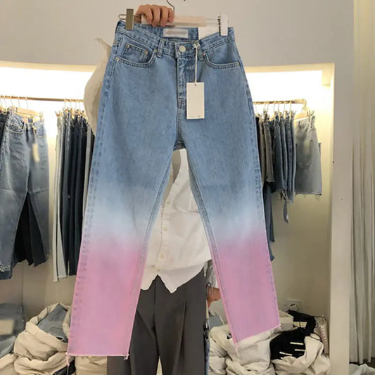 Frayed Denim Trousers for Women with Personality