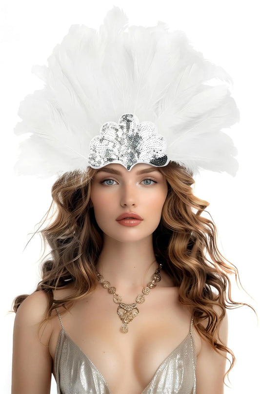 Black Feather Sequin Headwear Carnival Headpiece Showgirl Cosplay Accessories for Women