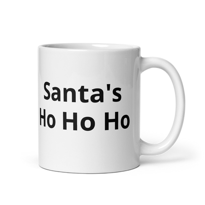 white ceramic holiday phrases mug for coffee or tea