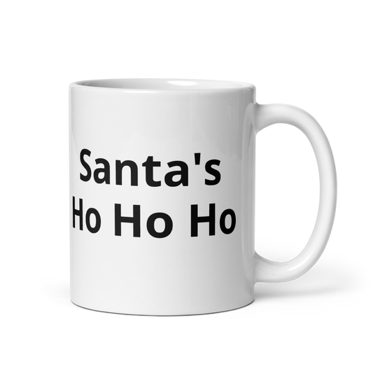 white ceramic holiday phrases mug for coffee or tea