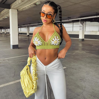 Women's Low-Waist Pleated Lace-Up Wide-Leg Pants